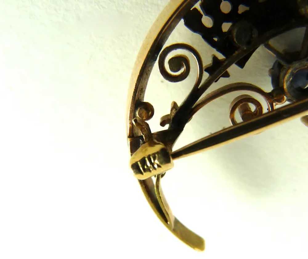 Antique Victorian Crescent Pin 14K Rose Gold - image 4
