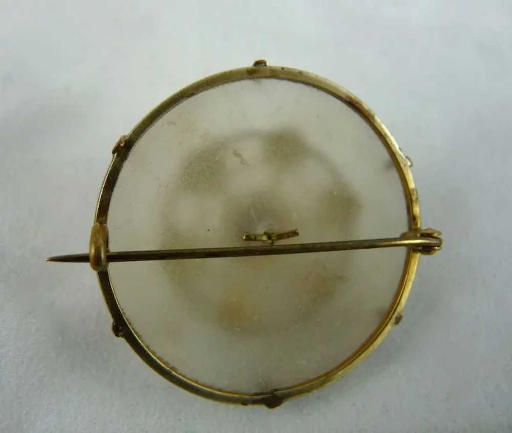Antique Victorian Camphor Glass Pin with Iris Gla… - image 2