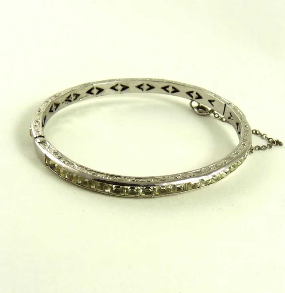 Vintage Art Deco Sterling Silver Paste Channel Se… - image 2