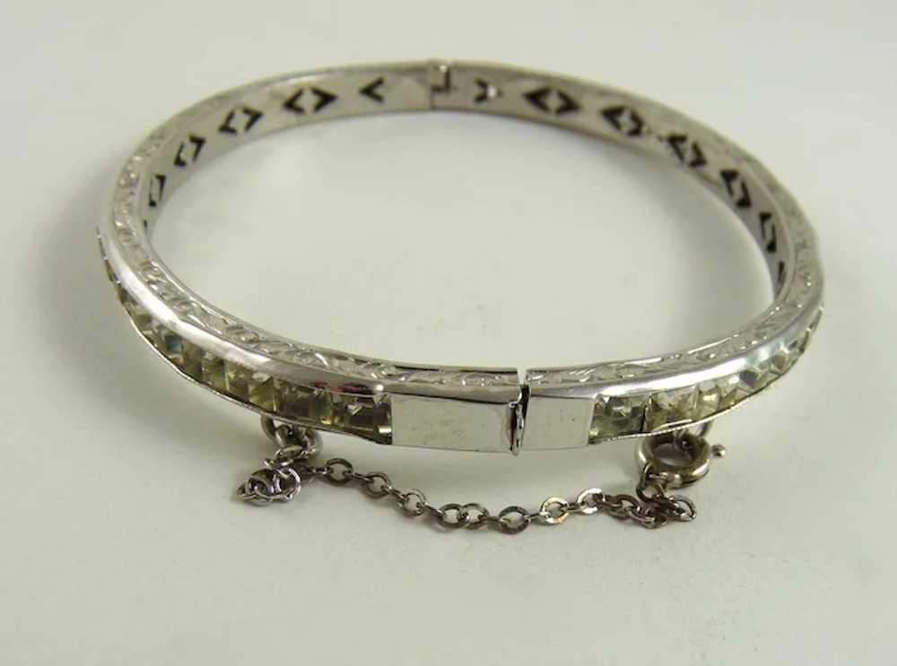 Vintage Art Deco Sterling Silver Paste Channel Se… - image 3