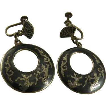 Vintage Siam Sterling Silver Drop Earrings