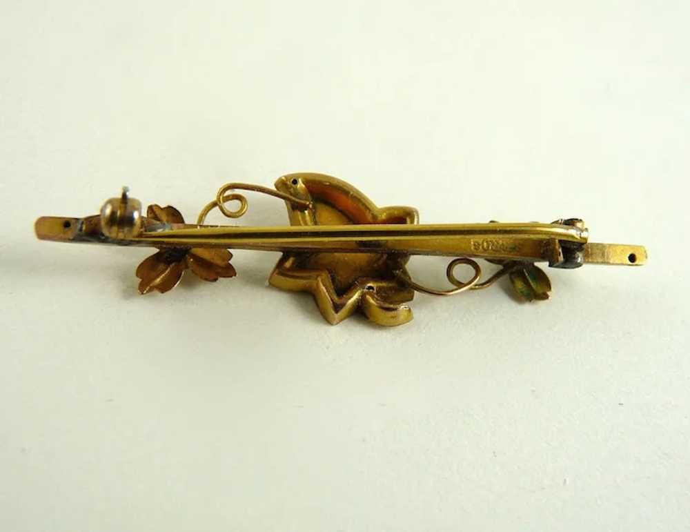 Antique English Mizpah Pin 9K Gold - image 3
