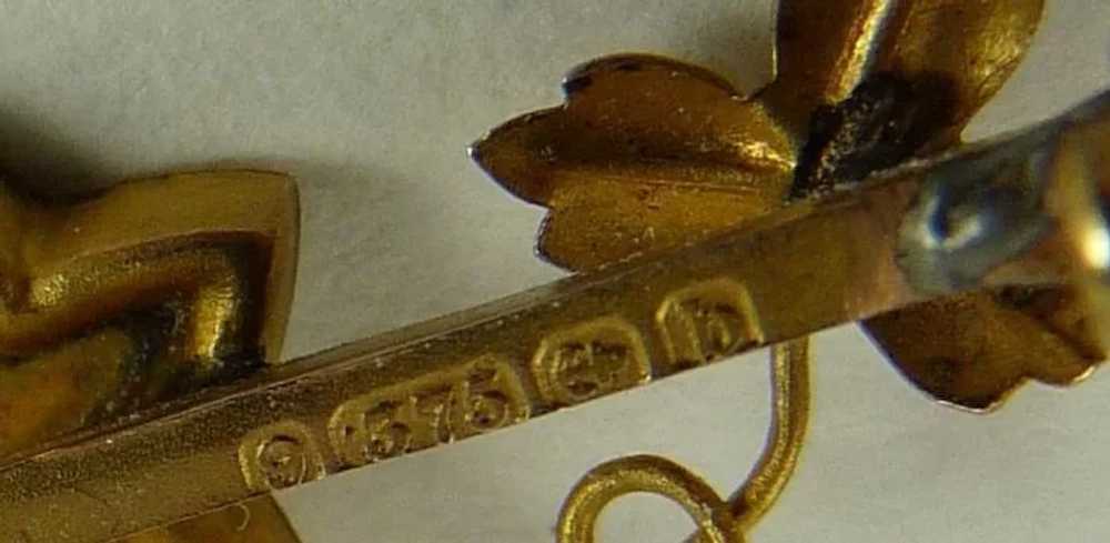 Antique English Mizpah Pin 9K Gold - image 4