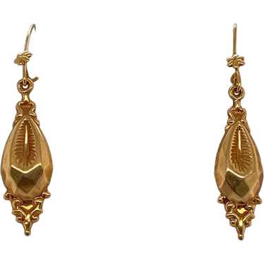 Victorian 14K Gold Drop Pierced Earrings
