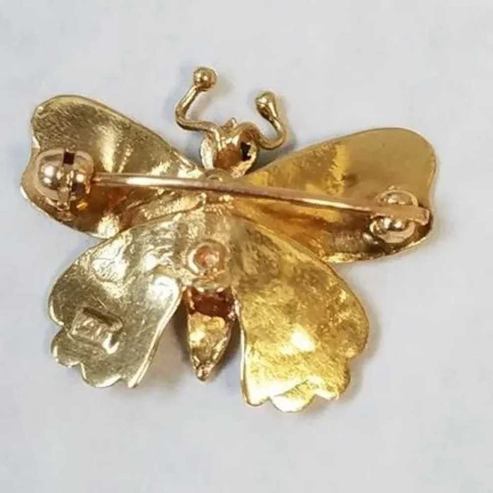 Vintage Small 14k Yellow Gold Butterfly Brooch. W… - image 5
