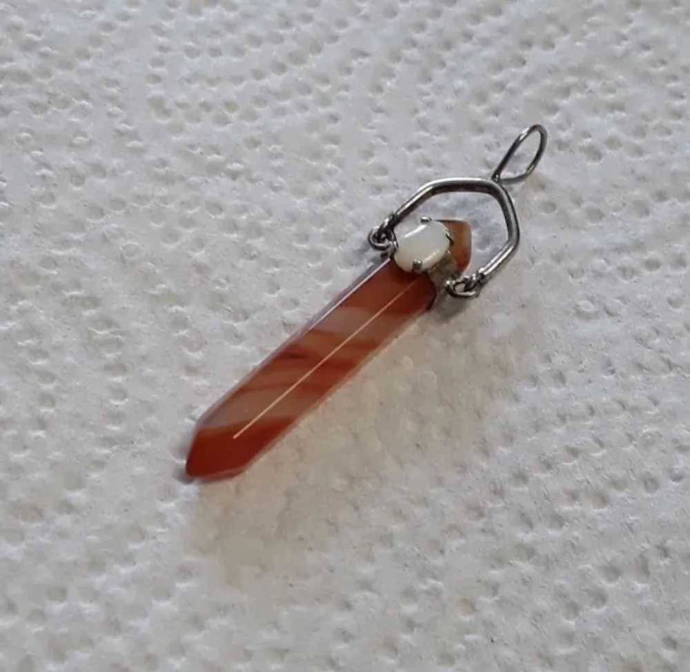 Vintage Sterling Silver, Orange Banded Agate, and… - image 4