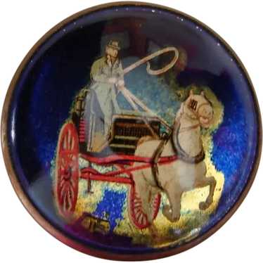 Bridle Rosette Medallion Pin Jumping Horse and Jockey Motif c.1890
