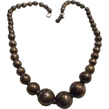Sterling Silver Vintage Beaded Necklace - image 1