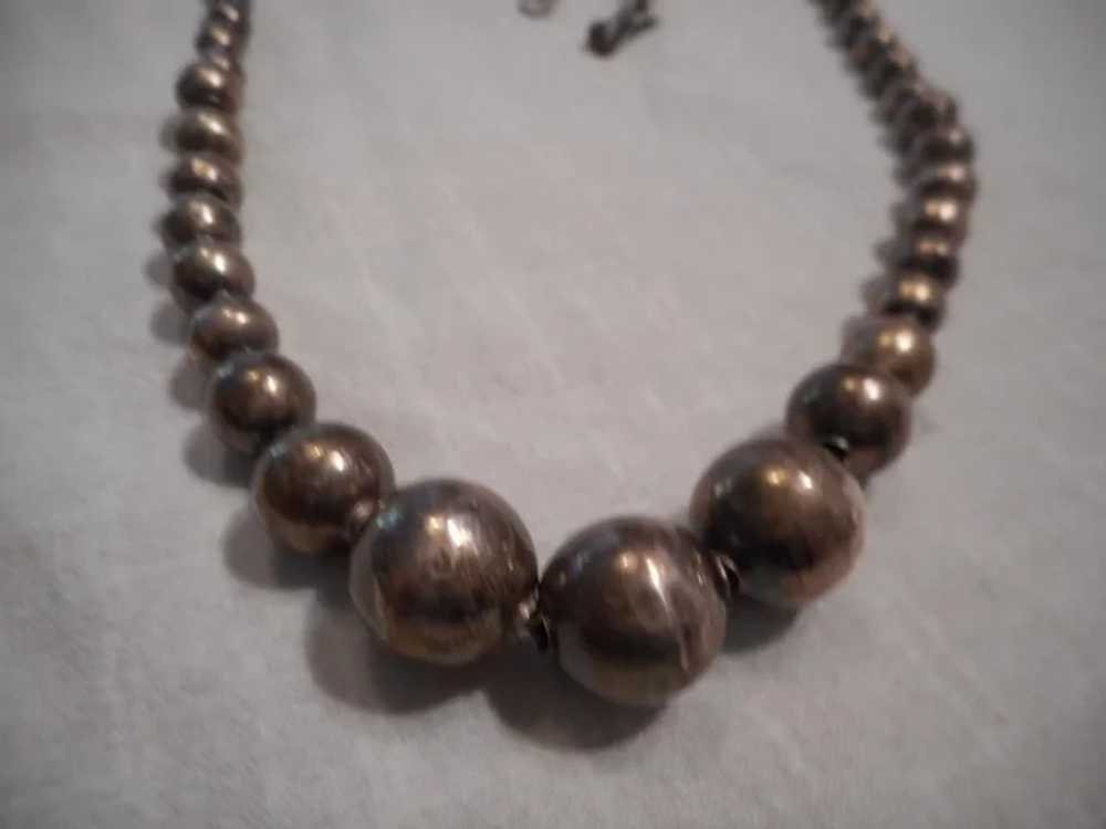 Sterling Silver Vintage Beaded Necklace - image 2