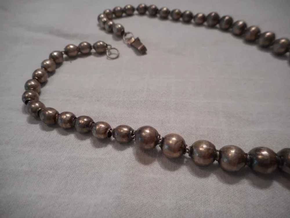 Sterling Silver Vintage Beaded Necklace - image 3