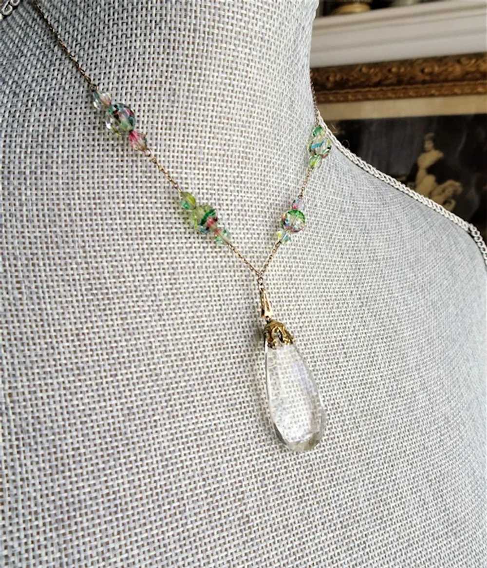 BEAUTIFUL Art Deco Art Glass Crystal Necklace Pen… - image 3