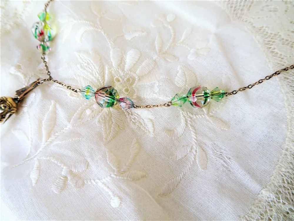 BEAUTIFUL Art Deco Art Glass Crystal Necklace Pen… - image 5