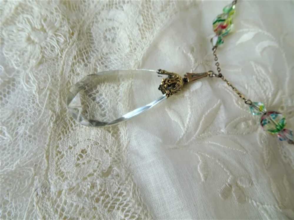 BEAUTIFUL Art Deco Art Glass Crystal Necklace Pen… - image 6