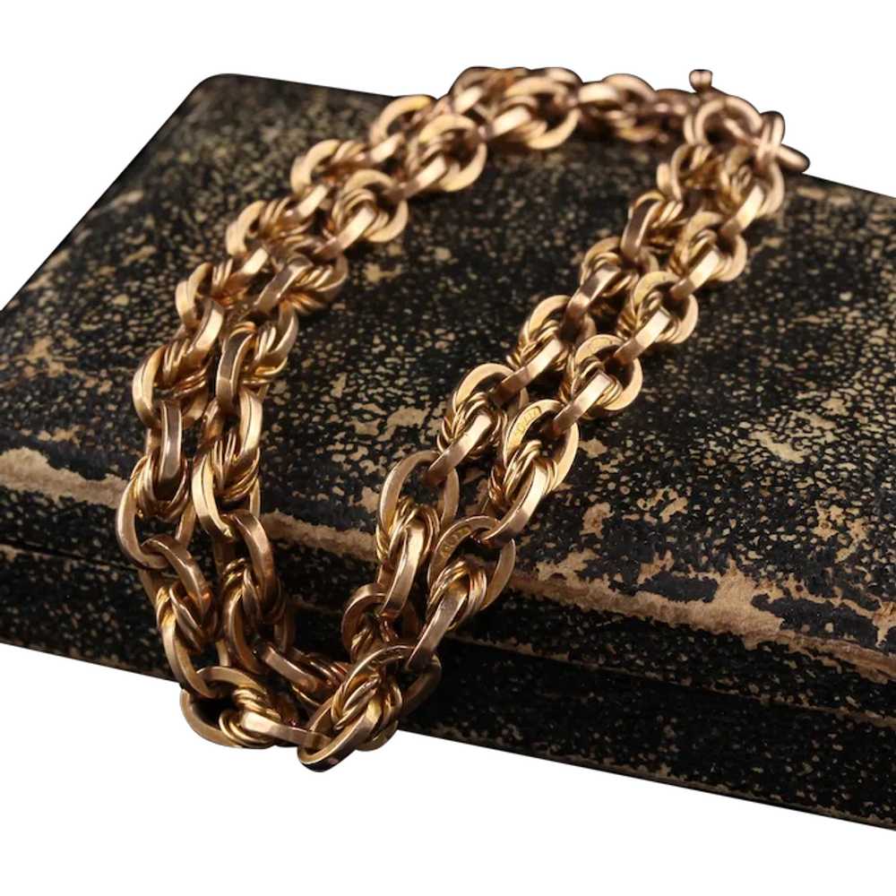 Antique Victorian 9K Yellow Gold Twist Chain Brac… - image 1