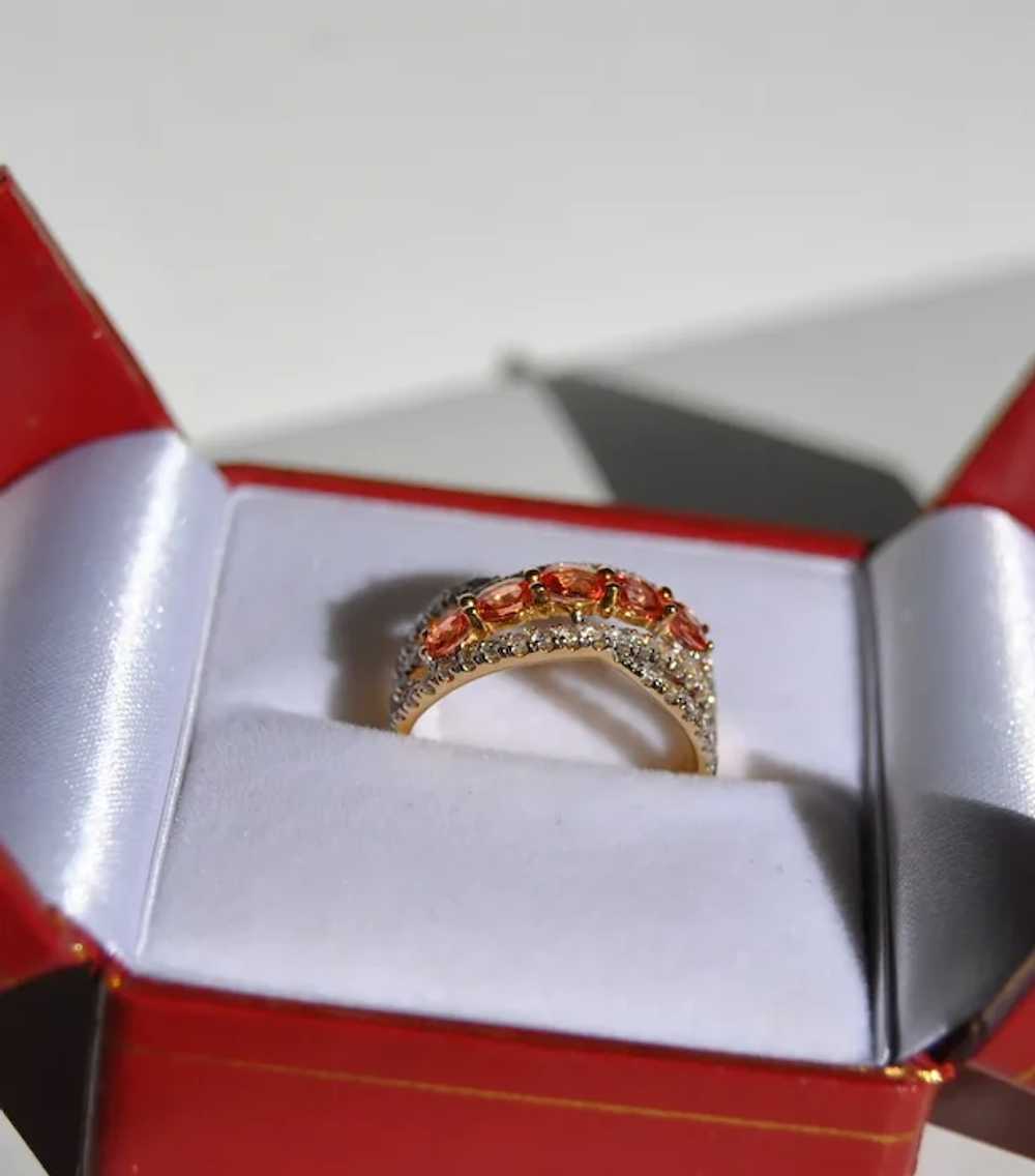 Real Padparadscha Sapphire 5-stone Ring Band - image 11