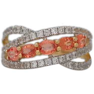 Real Padparadscha Sapphire 5-stone Ring Band - image 1