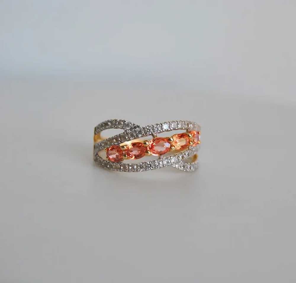 Real Padparadscha Sapphire 5-stone Ring Band - image 2