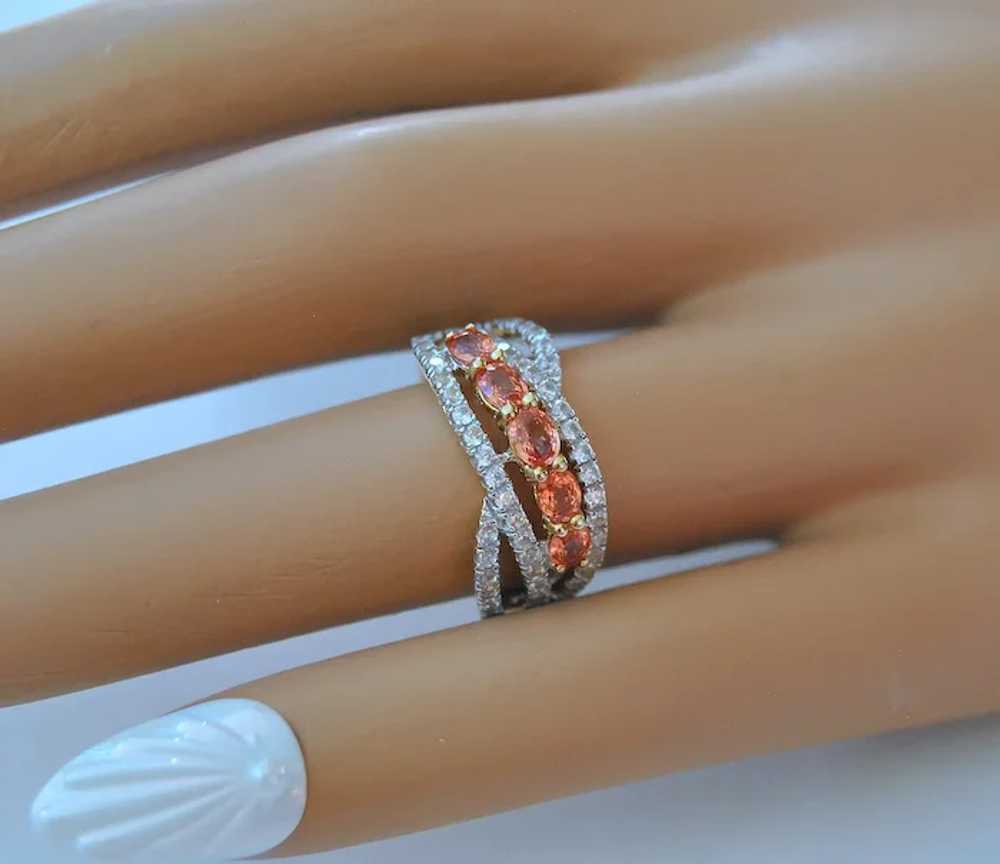 Real Padparadscha Sapphire 5-stone Ring Band - image 3