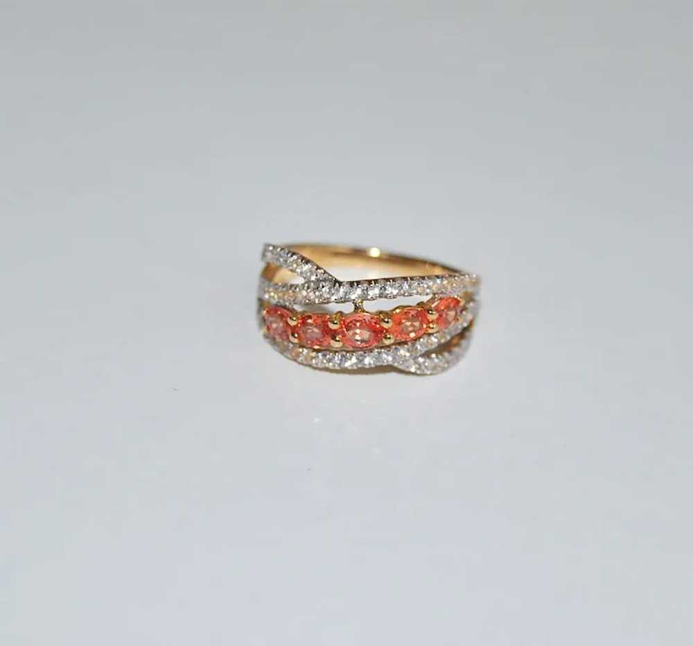 Real Padparadscha Sapphire 5-stone Ring Band - image 5
