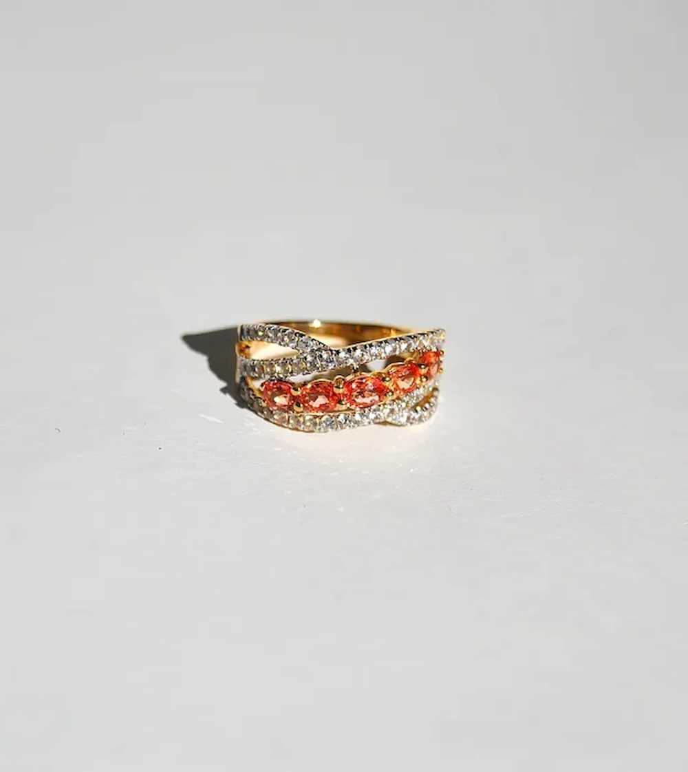 Real Padparadscha Sapphire 5-stone Ring Band - image 7