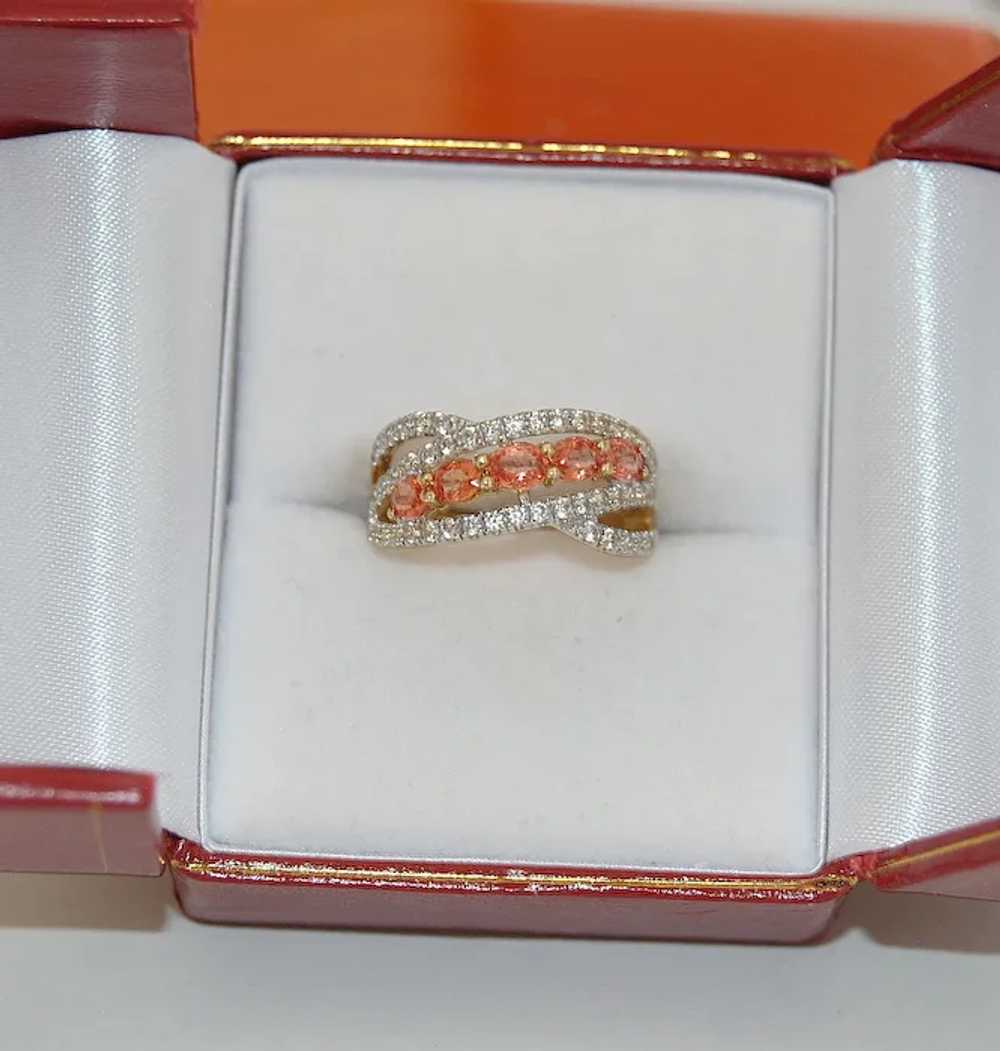 Real Padparadscha Sapphire 5-stone Ring Band - image 9