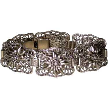 Edelweiss Silver-tone Filigree Bracelet