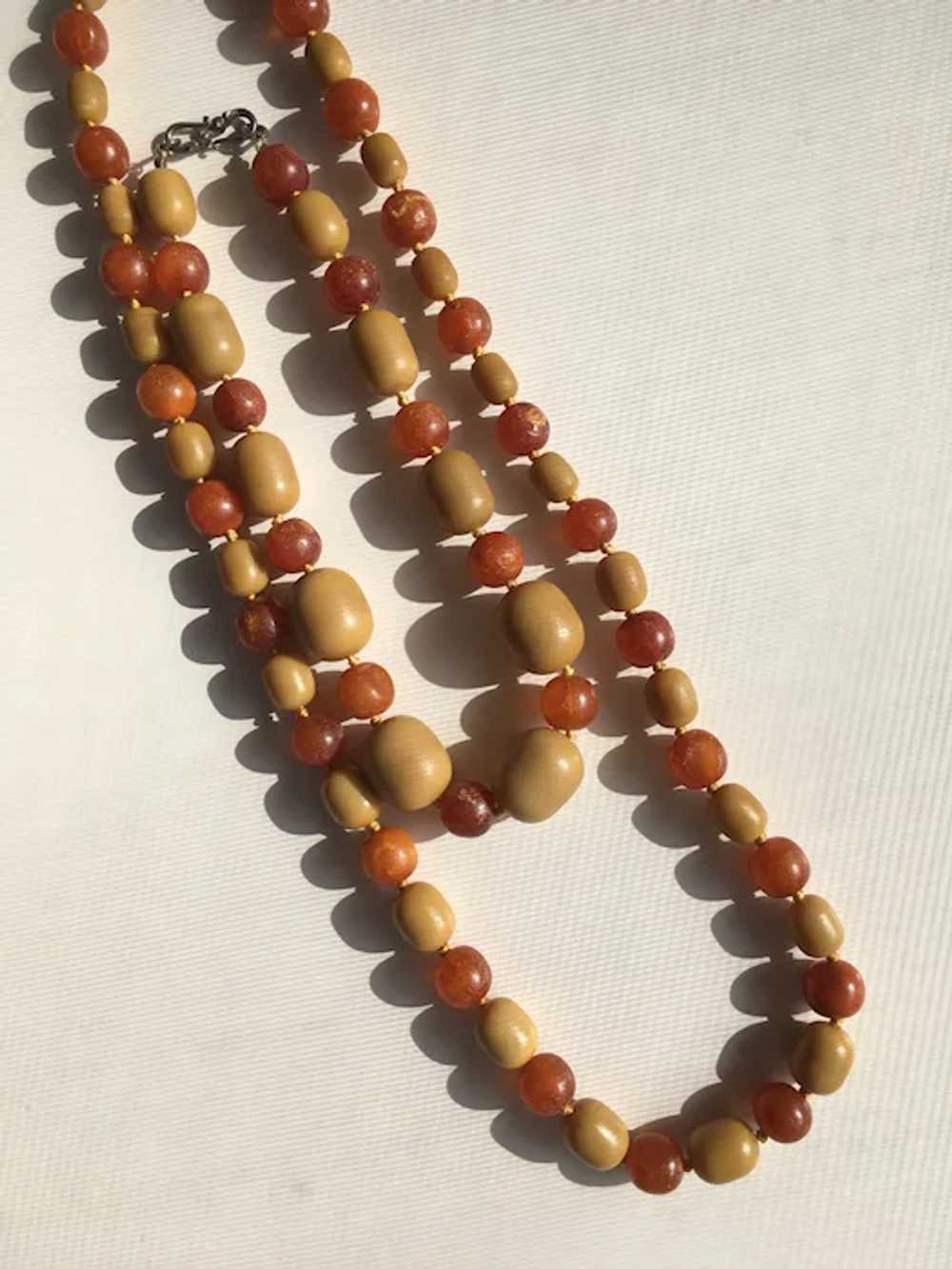 Two Amber Necklaces, Unpolished Oval & Round Beads - image 3