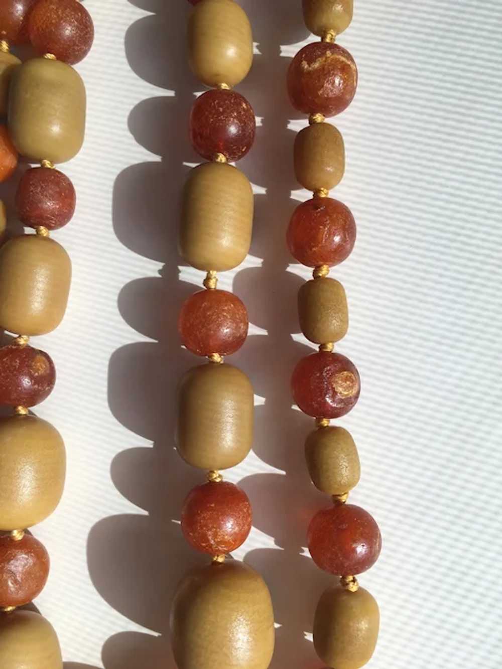Two Amber Necklaces, Unpolished Oval & Round Beads - image 4