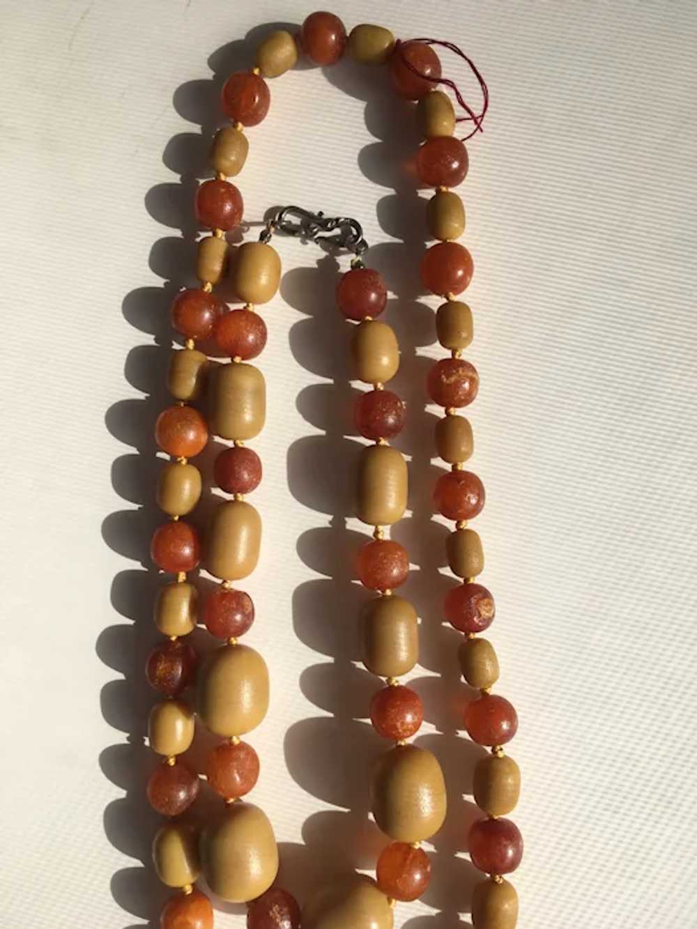 Two Amber Necklaces, Unpolished Oval & Round Beads - image 5