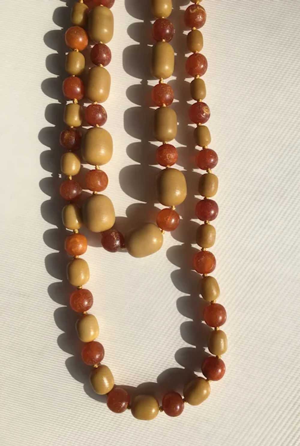 Two Amber Necklaces, Unpolished Oval & Round Beads - image 6