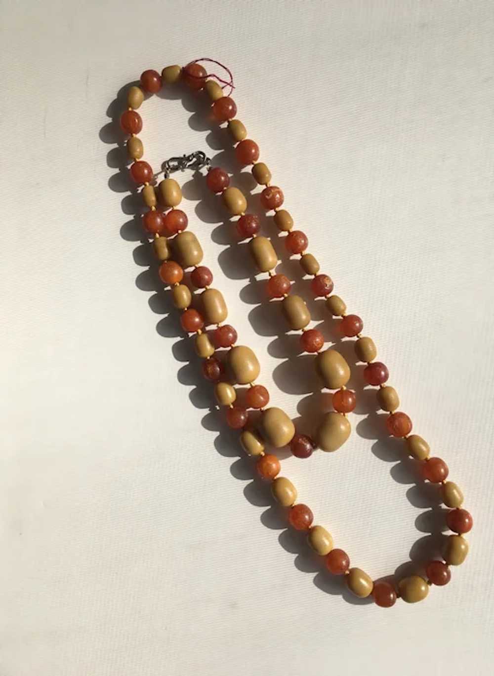 Two Amber Necklaces, Unpolished Oval & Round Beads - image 7