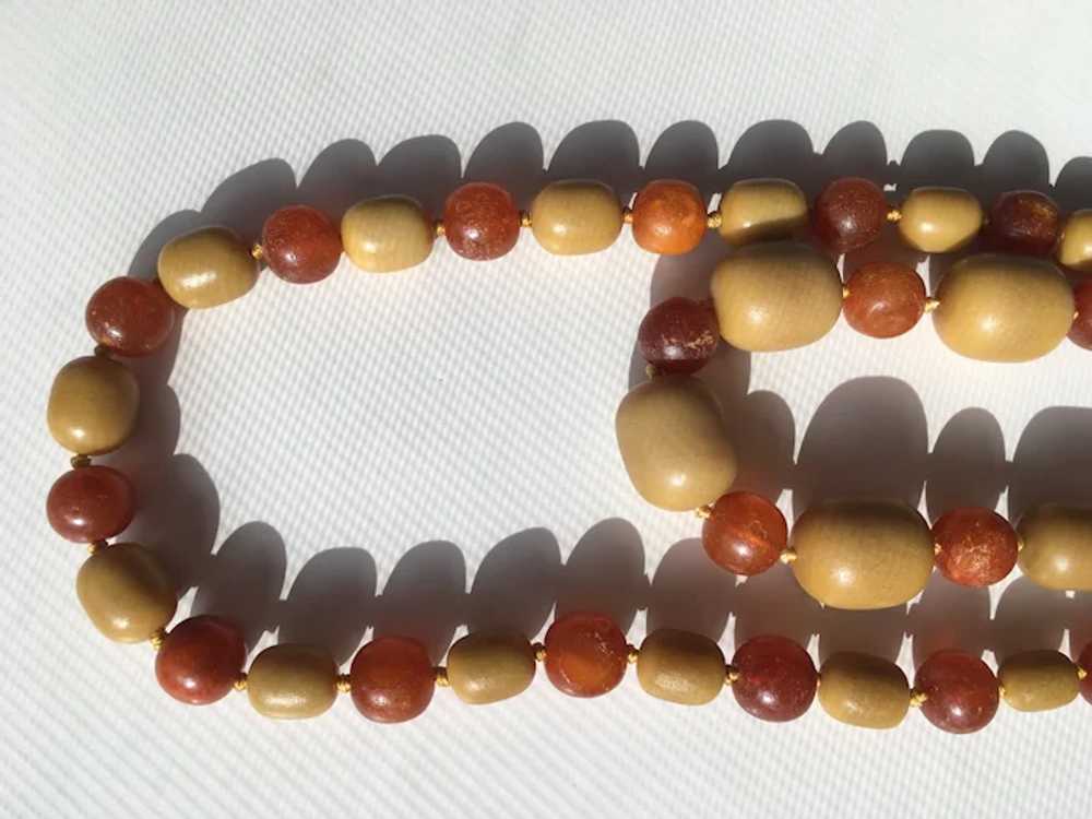 Two Amber Necklaces, Unpolished Oval & Round Beads - image 8