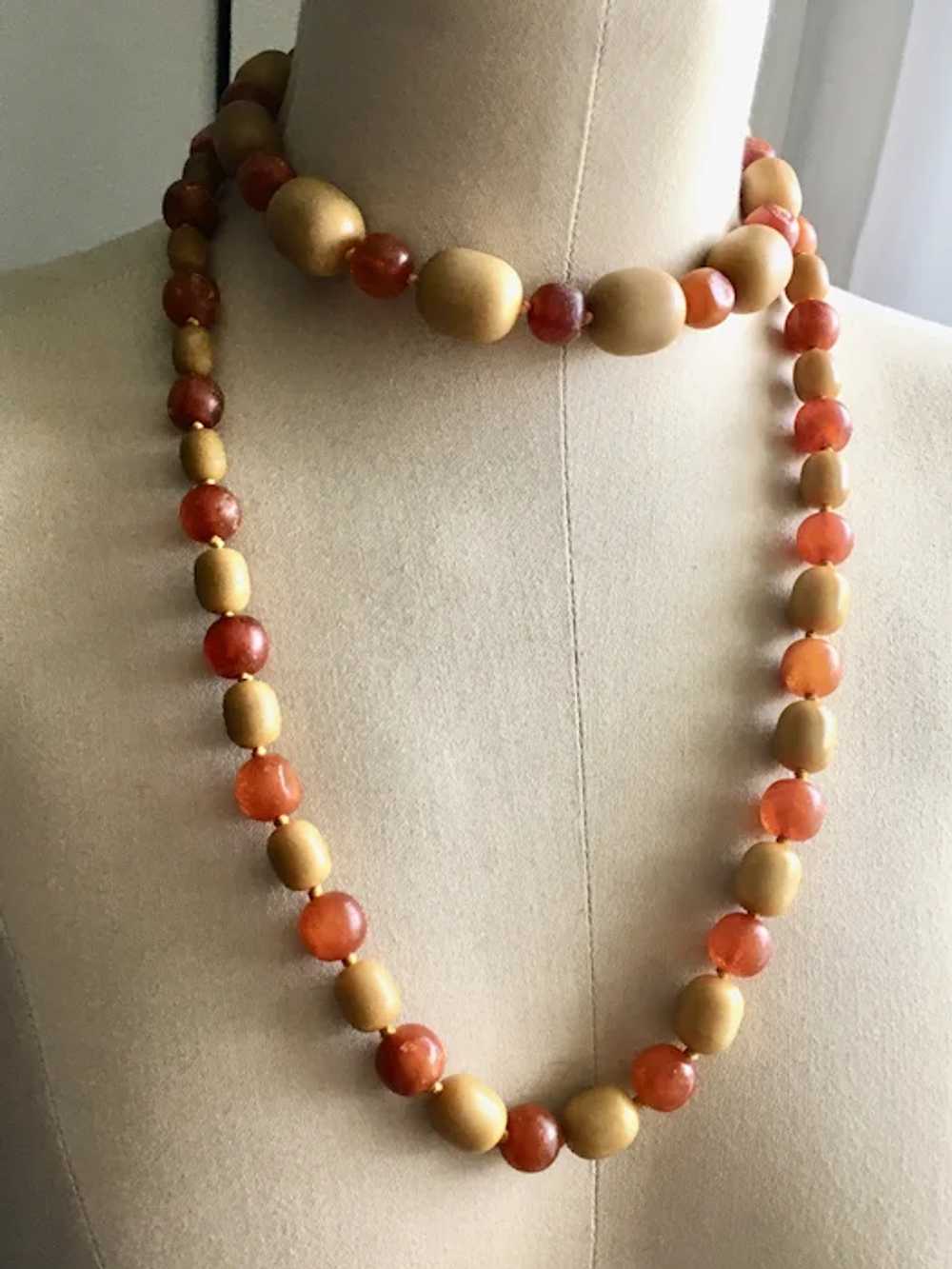 Two Amber Necklaces, Unpolished Oval & Round Beads - image 9