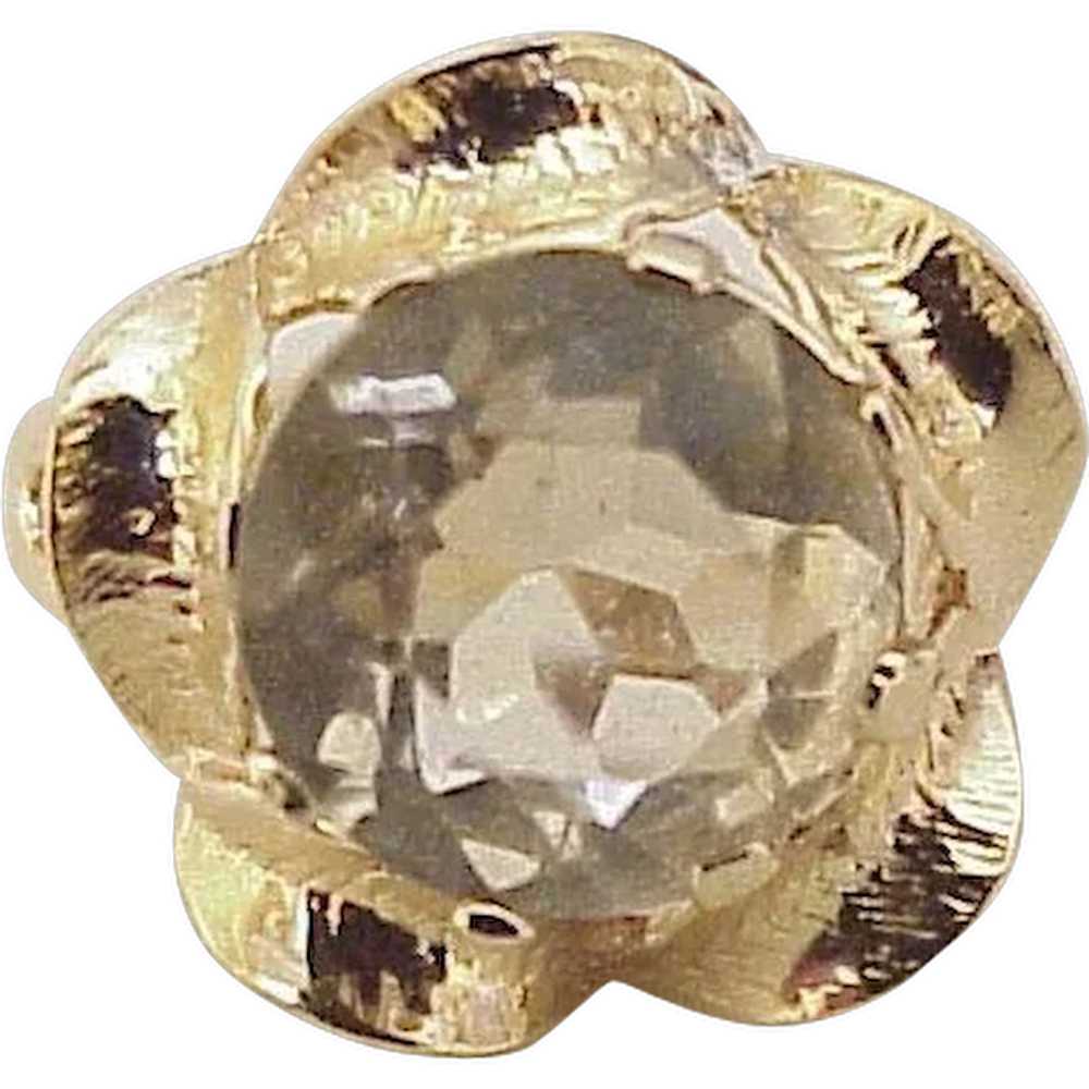 Vintage Gemstone Ring 14K Gold Champagne Quartz 3… - image 1