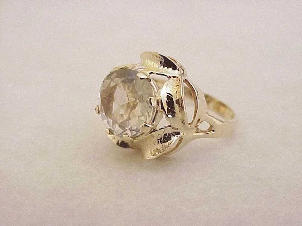Vintage Gemstone Ring 14K Gold Champagne Quartz 3… - image 2