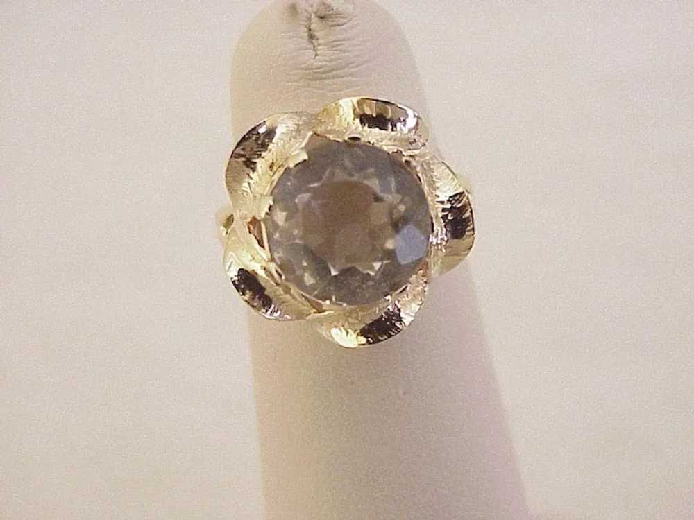 Vintage Gemstone Ring 14K Gold Champagne Quartz 3… - image 3