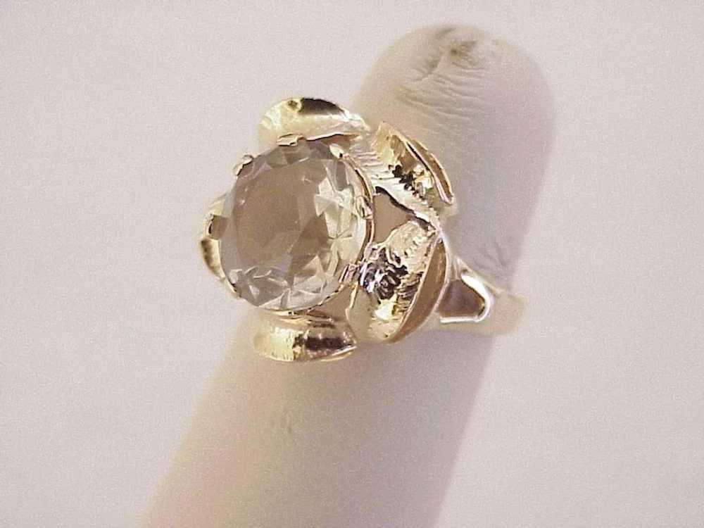 Vintage Gemstone Ring 14K Gold Champagne Quartz 3… - image 5