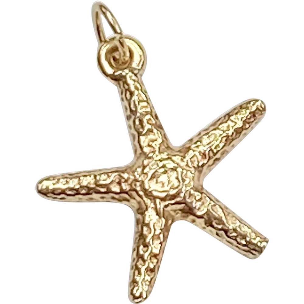 Sea Star / Starfish Nautical Charm 14K Gold Three… - image 1