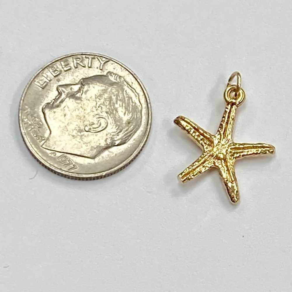 Sea Star / Starfish Nautical Charm 14K Gold Three… - image 2