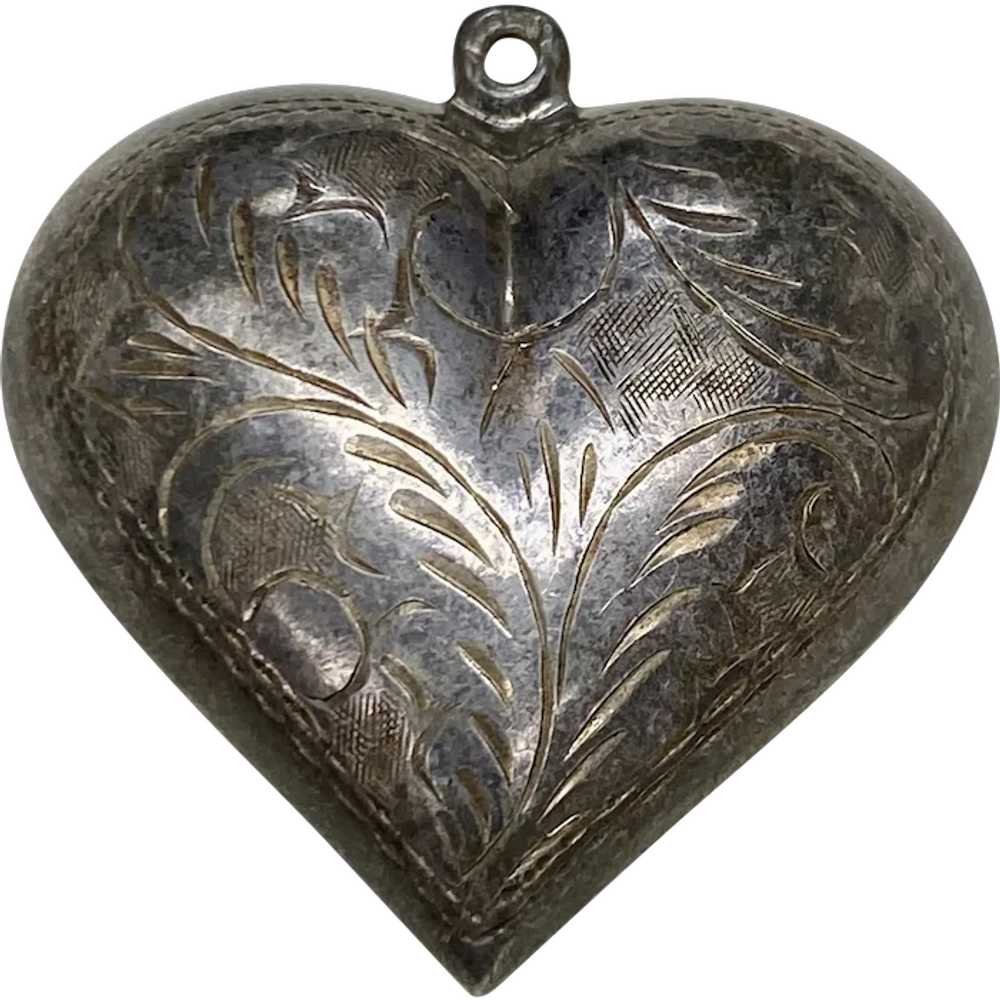 Big Vintage Puffy Heart Charm/Pendant Sterling Silver… - Gem