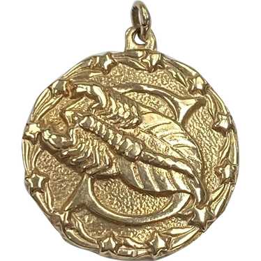 Scorpio Zodiac Vintage Charm Pendant 14K Gold - image 1