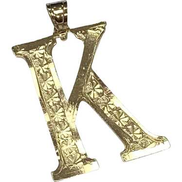 Letter / Initial K Vintage Pendant Charm 10K Gold