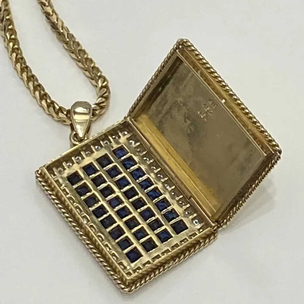 Sapphire & Diamond Rectangular Locket w/Chain Nec… - image 5