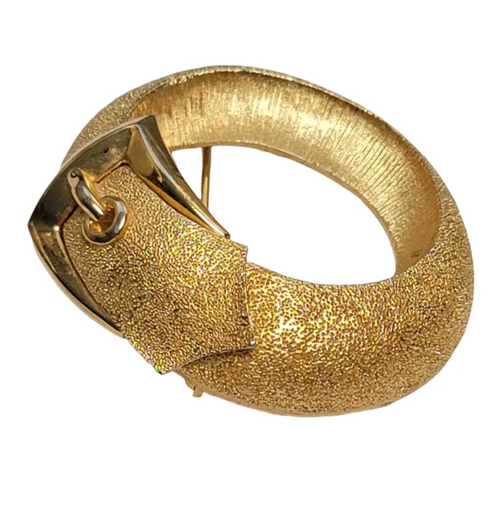 Trifari Gold Tone Belt Buckle Clamp Crown T Pin B… - image 3