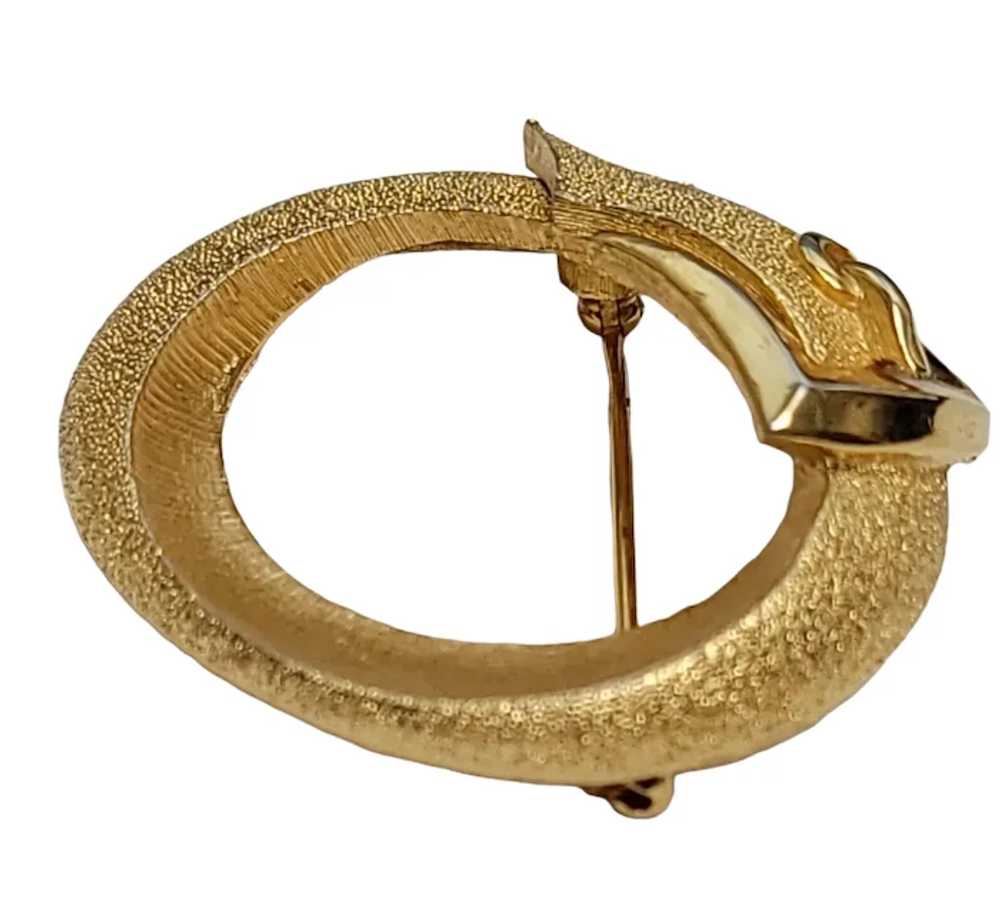 Trifari Gold Tone Belt Buckle Clamp Crown T Pin B… - image 5