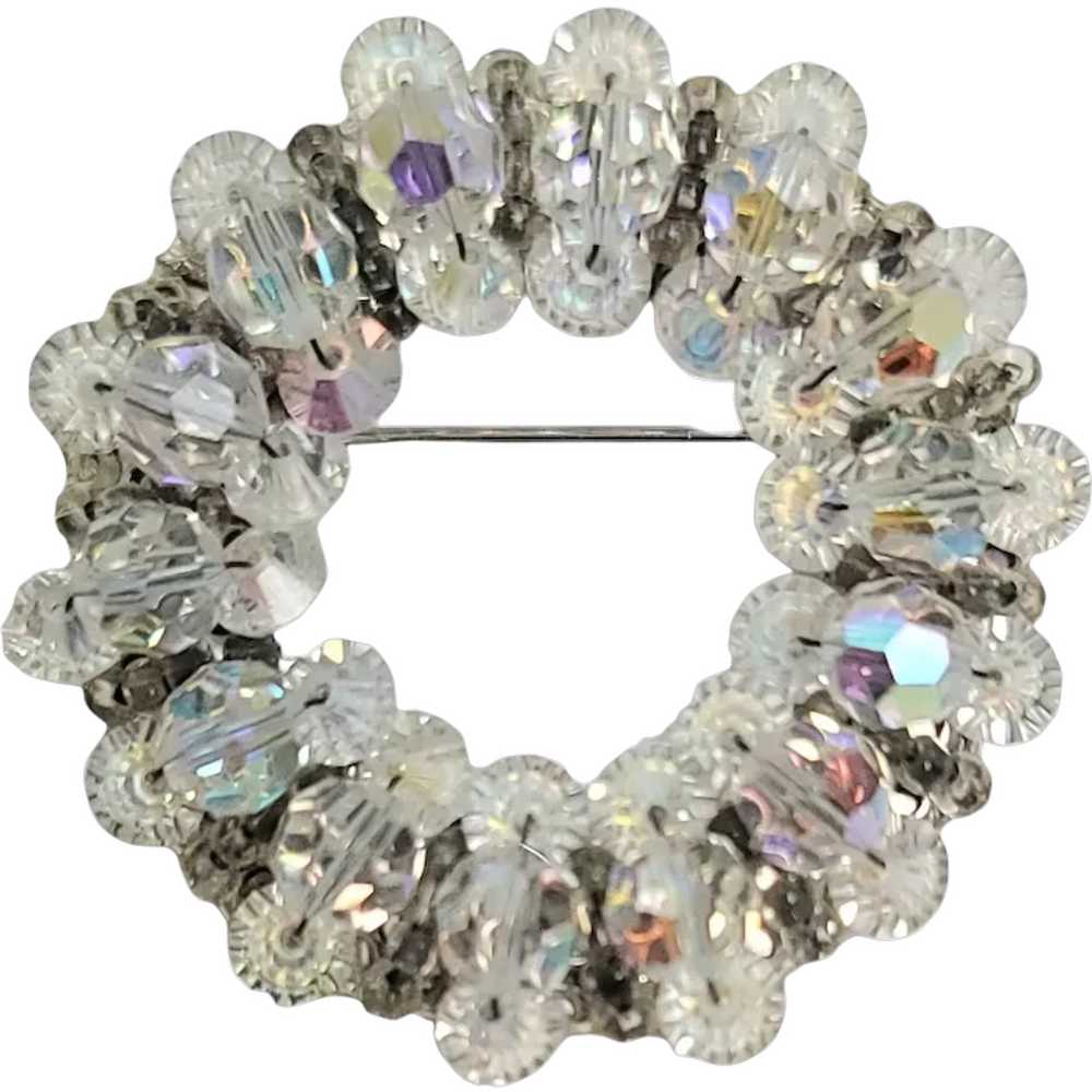 Hobe AB Crystal Rhinestone Beads Wreath Brooch, S… - image 1