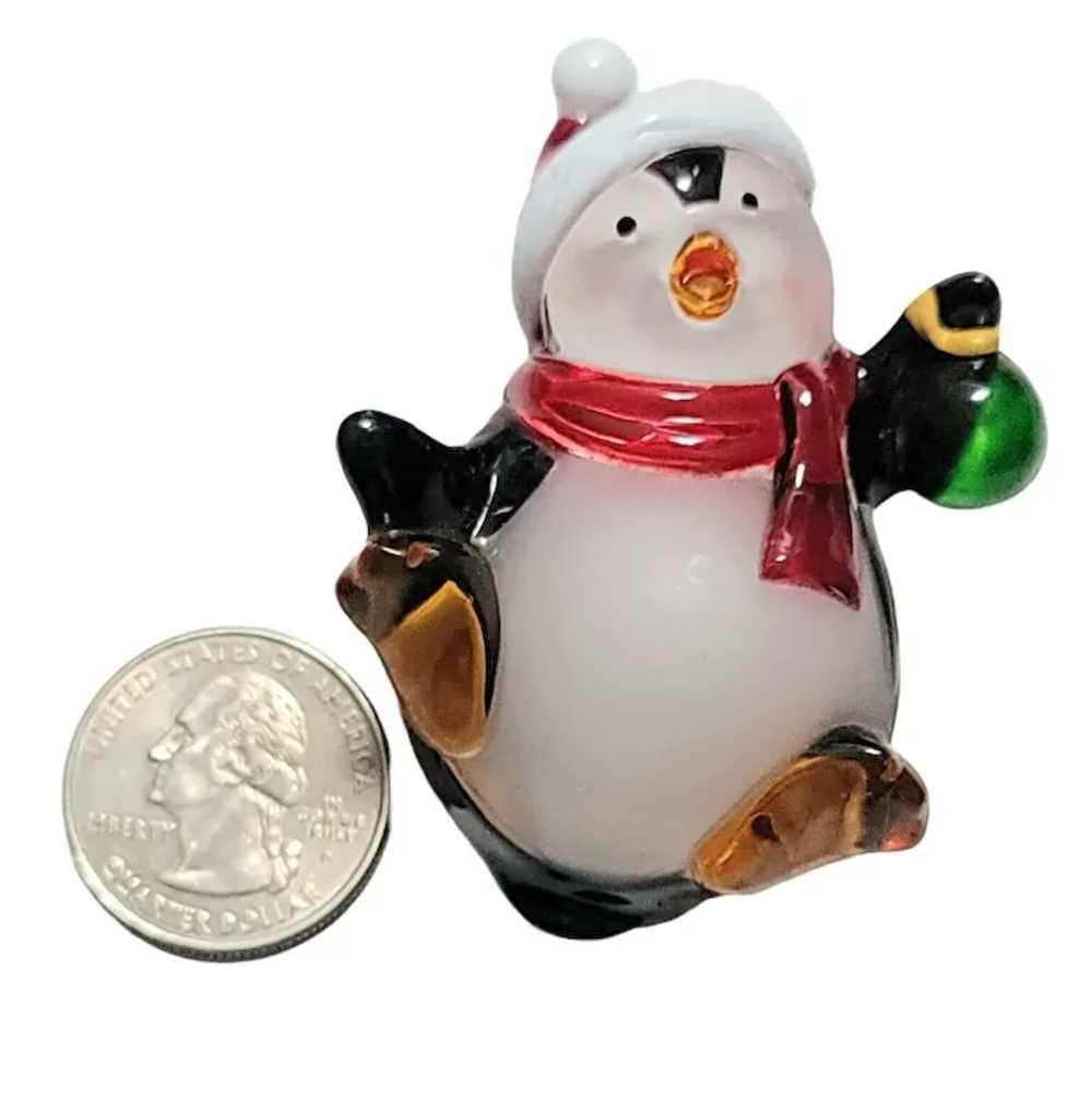 Christmas Light Up Plastic Acrylic Penguin Pin Br… - image 2