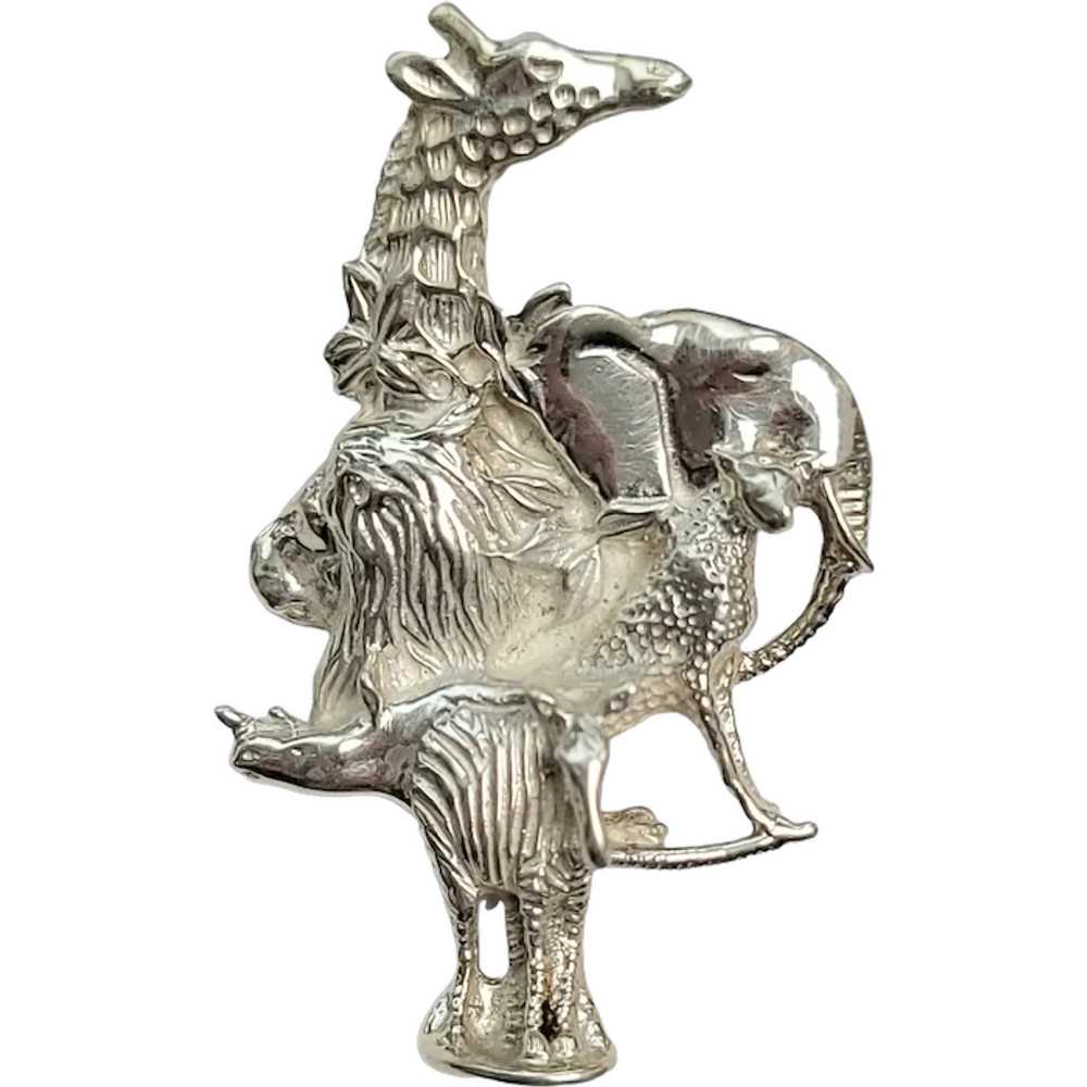 Sterling Silver Vintage Safari Animal Pin Brooch - image 1