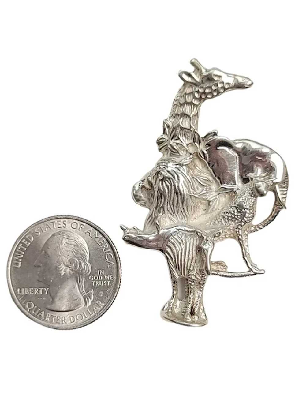 Sterling Silver Vintage Safari Animal Pin Brooch - image 2