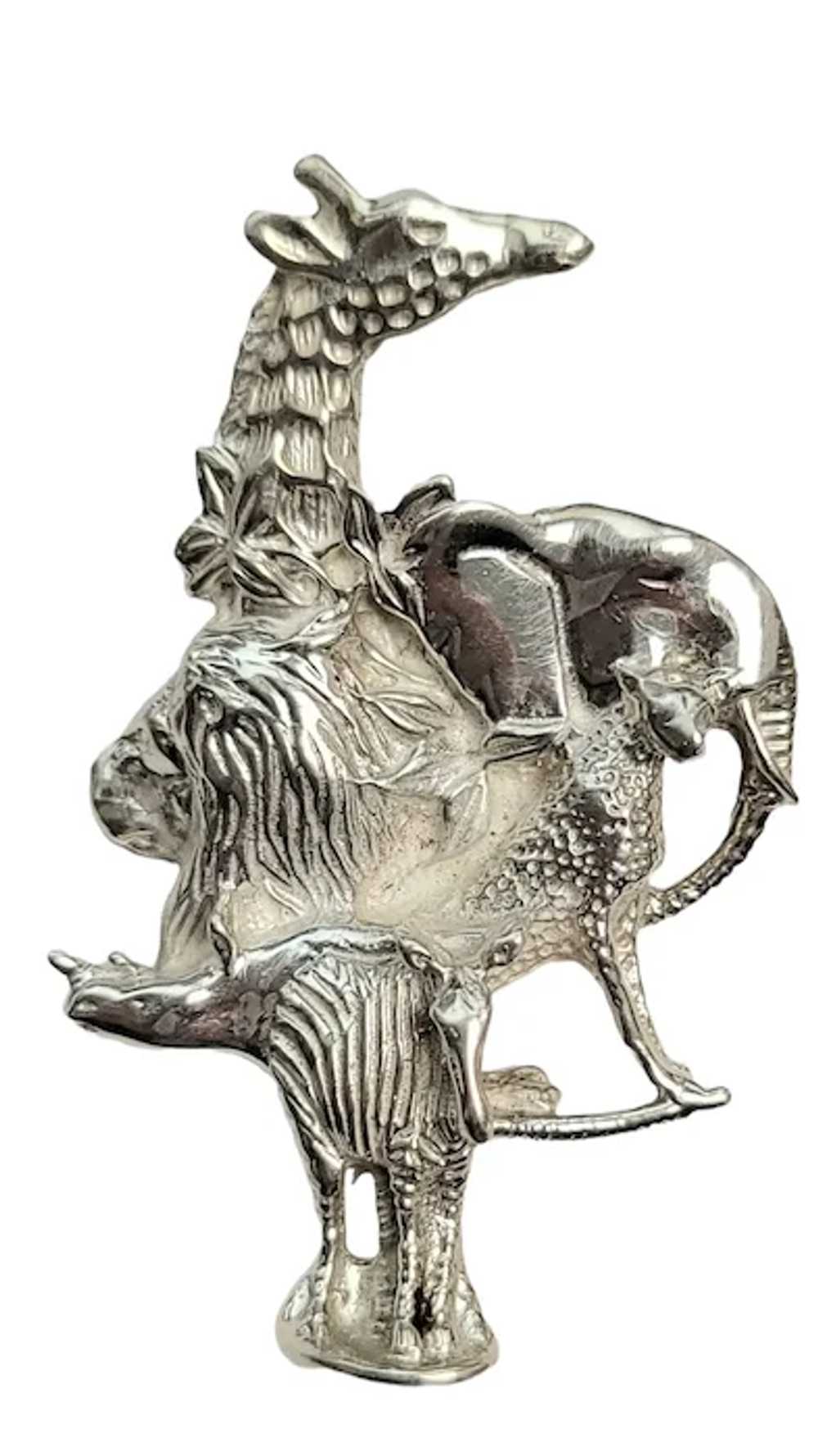 Sterling Silver Vintage Safari Animal Pin Brooch - image 3